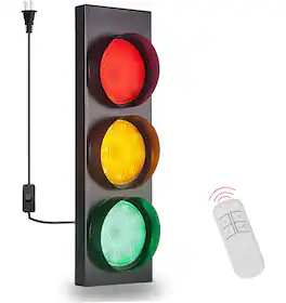 Lamp Depot - Retro Traffic Light Wall Lamp with Remote Control - Black