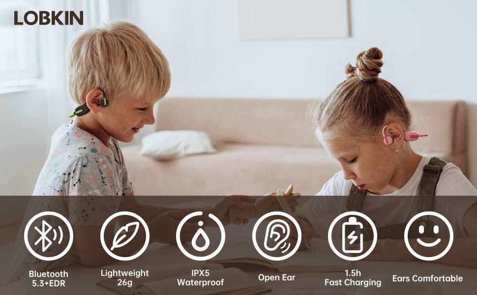 LOBKIN Bluetooth 5.3+EDR Lightweight IPX5 26g Waterproof Open Ear 1.5h Fast Charging Ears Comfortable