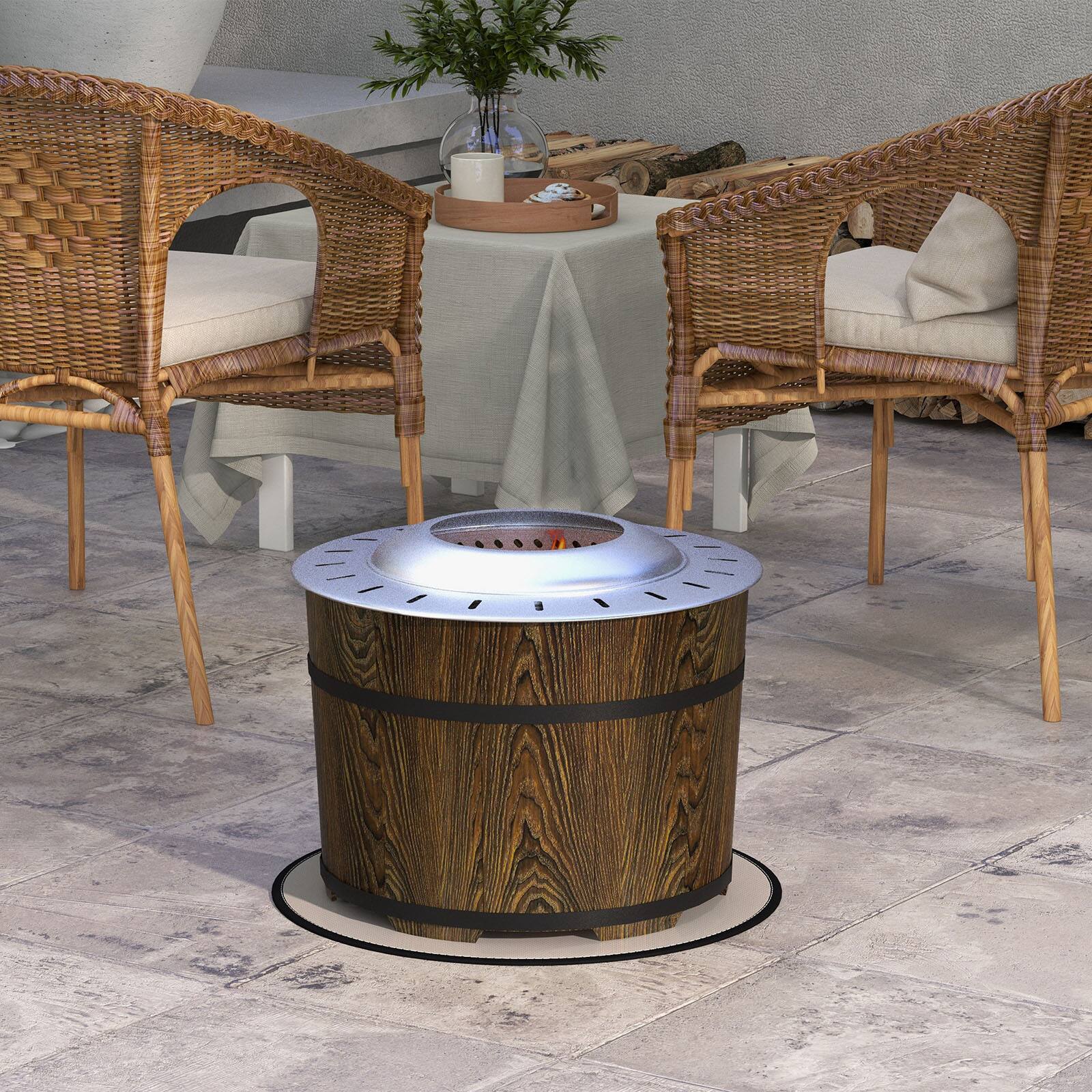 Alt View 1. Chateau Abodes - 20" Smokeless Fire Pit, Barrel Style Portable Wood Burning with Fireproof Mat, Magnesium Oxide Low Smoke - Brown.