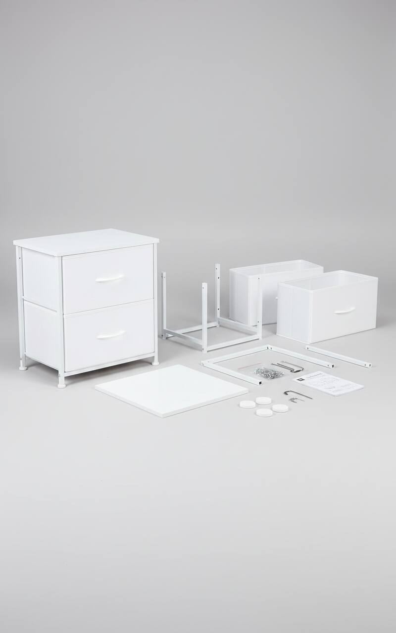 Alt View 1. AOITUN - Nightstand with 2 Storage Drawers 20" Height for Daily Use - Perfect for Dorms, Bedrooms - Durable and Stylish Design - White.