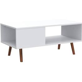 Hivvago - Modern Mid-Century Style Coffee Table Living Room Storage in White Brown Wood - White, Brown