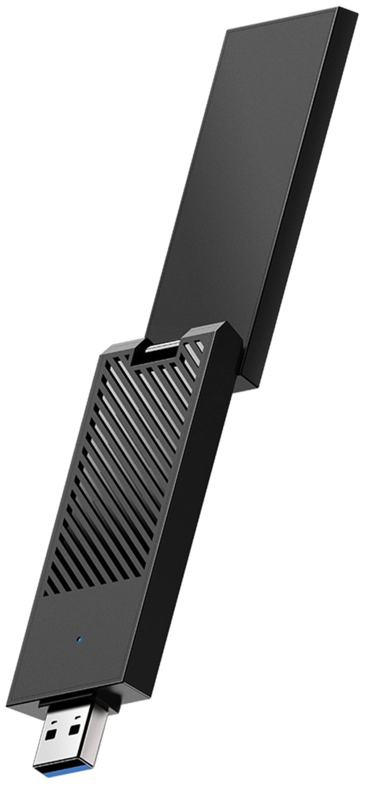 Angle. Cudy - AX5400 Tir-Band Wi-Fi 6/6E USB 3.0 Adapter,802.11ax/ac/a/b/g/n, 2402Mbps at 6GHz, 2402Mbps at 5Ghz, 574Mbps at 2.4GHz - Black.