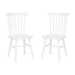 Emma + Oliver - Canmore Set of Premium Solid Wood Spindle Back Armless Dining Chairs with Saddle Seats and Felt Floor Protectors - White