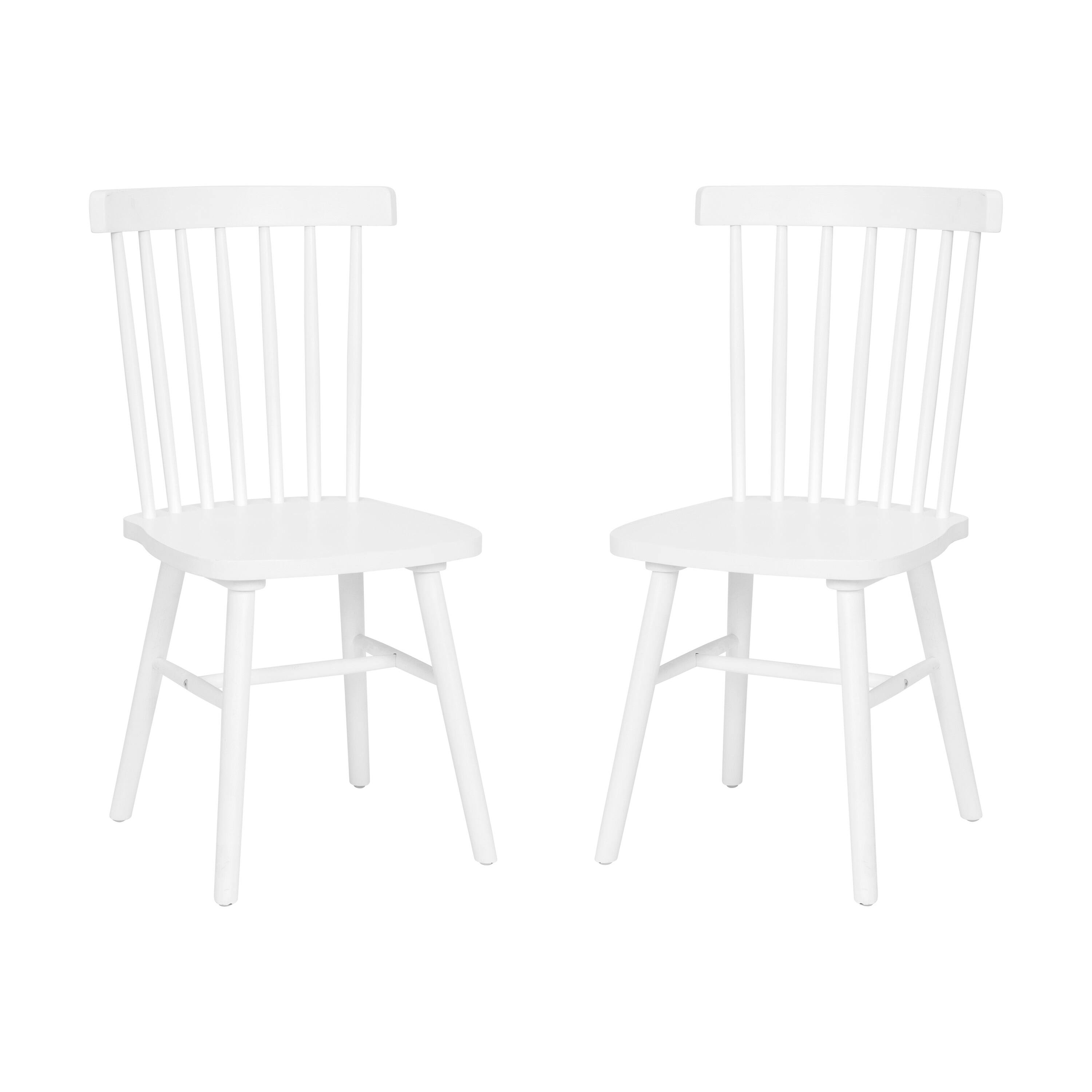 Front. Emma + Oliver - Canmore Set of Premium Solid Wood Spindle Back Armless Dining Chairs with Saddle Seats and Felt Floor Protectors - White.