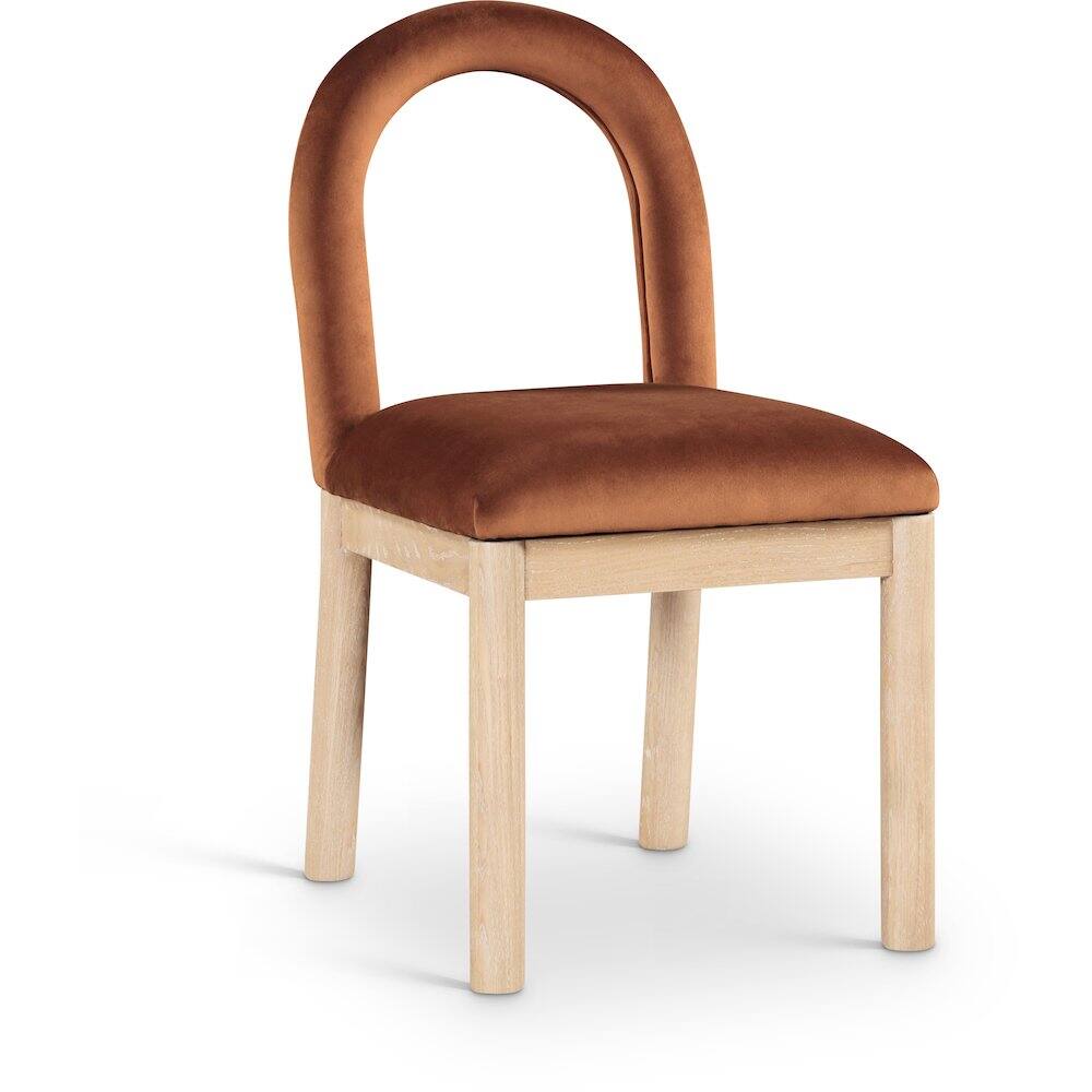 Front. Meridian Furniture - Conrad Cognac Velvet Dining Chair - Brown.
