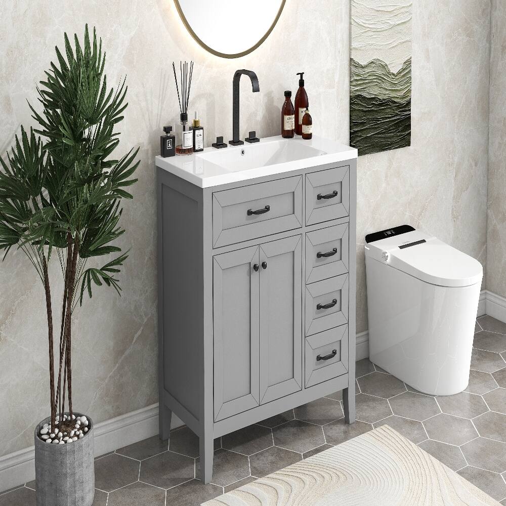 Loheer 36 inch bathroom vanity with sink Grey Freestanding Cabinet Gray ...