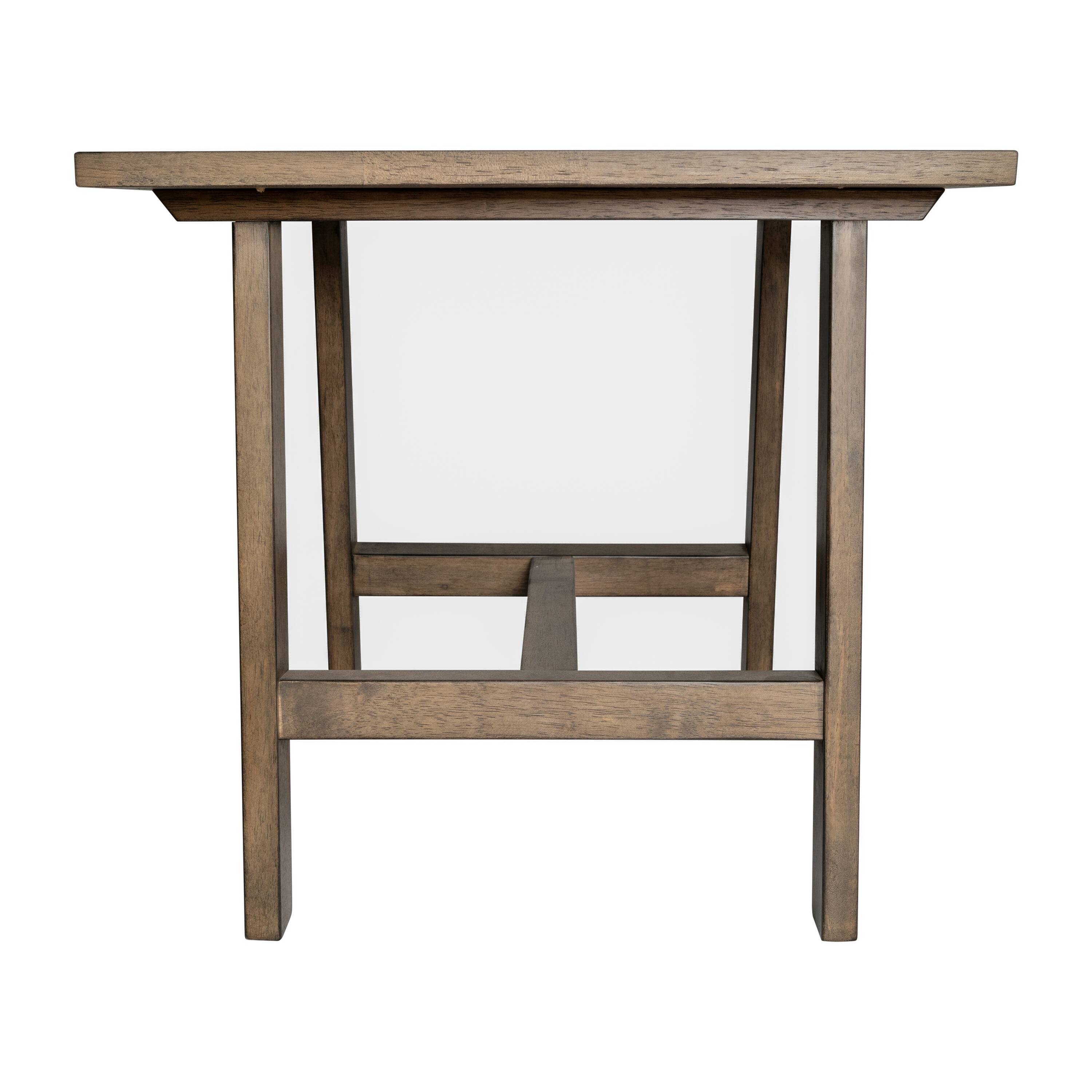 Left. Flash Furniture - Eli Solid Wood Farmhouse End Table, Trestle Style Accent Table in Rustic Brown - Brown.