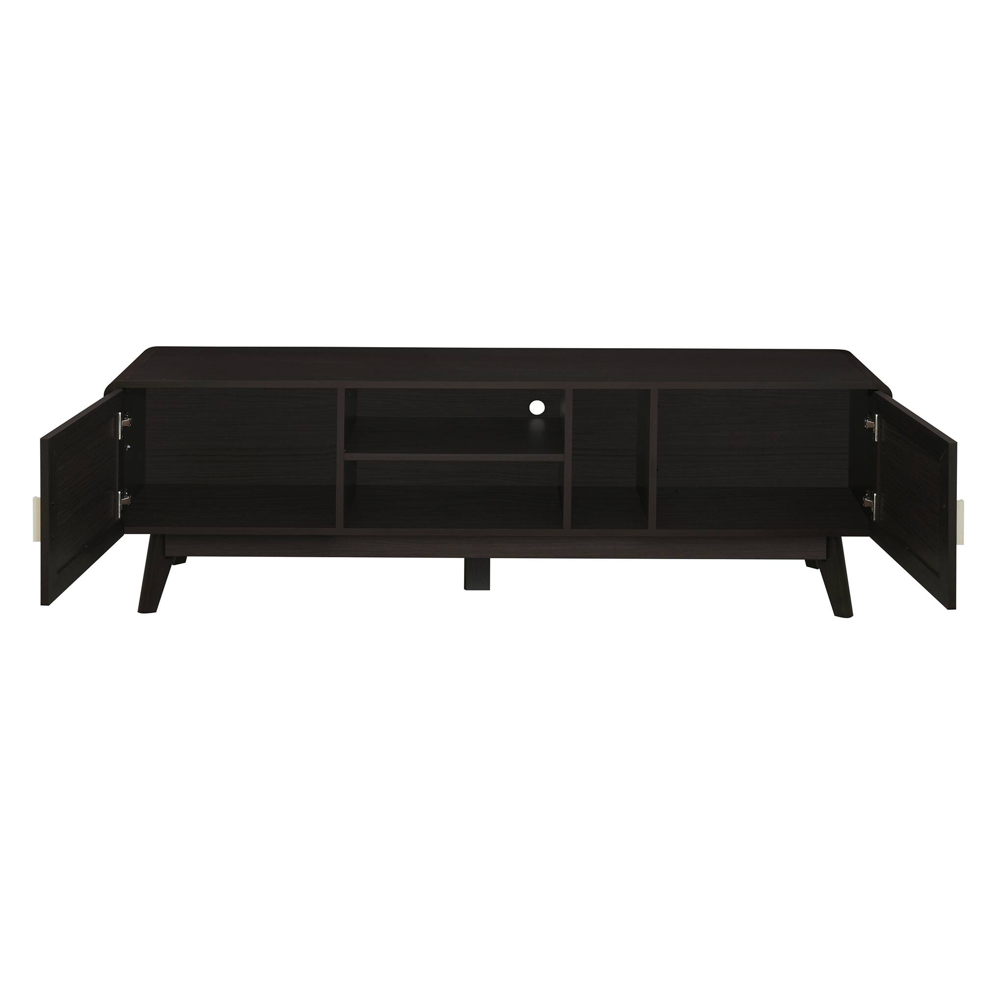 Alt View 5. Spaco - Spaco 63" Rattan TV Stand for 65" TVs, 2 Storage Cabinets with Solid Wood Legs, Media Console for Living Room - Dark Brown.