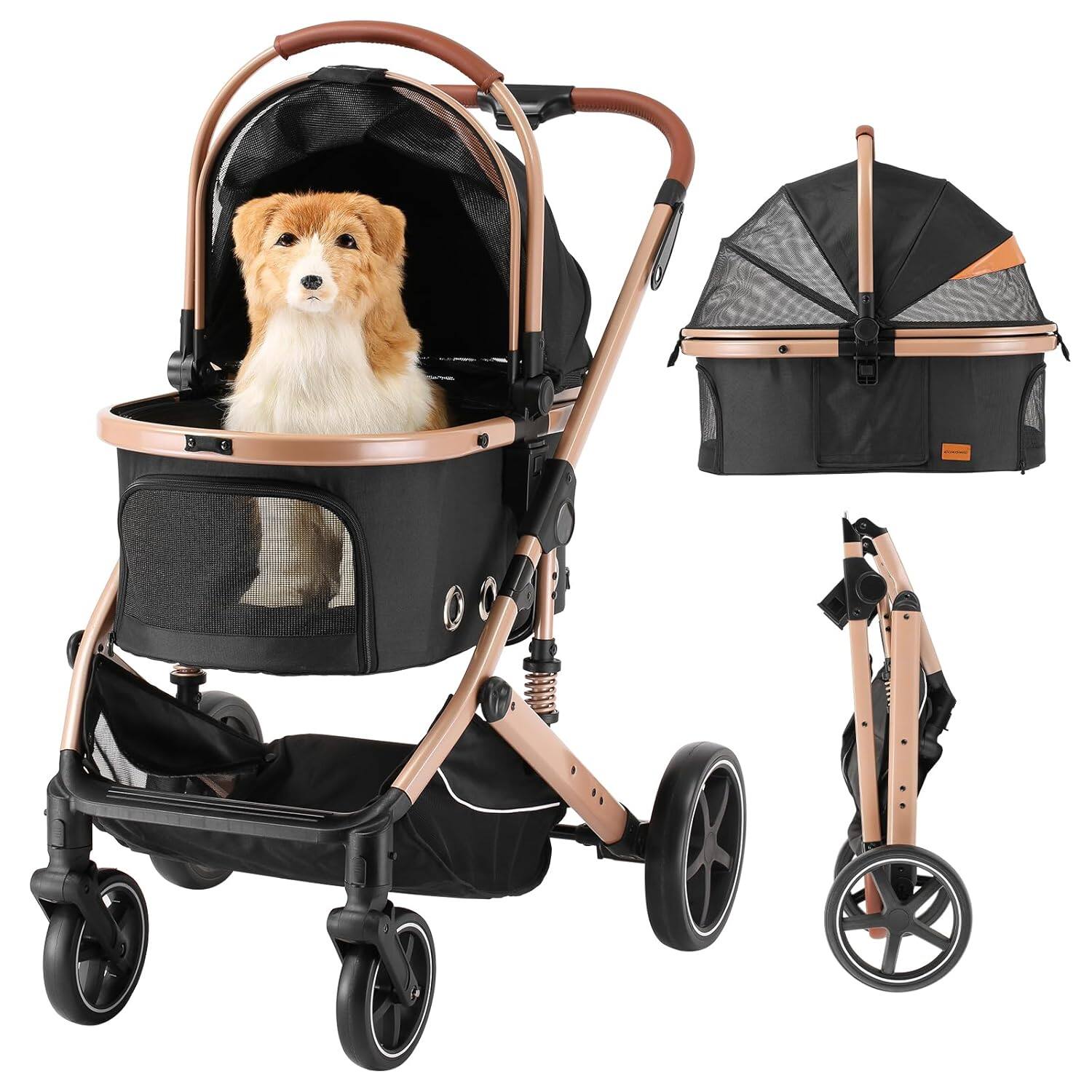 Front. Siljoy - 4‑in‑1 Pet Stroller with Detachable Carrier, 180° Reversible Canopy & All‑Terrain Wheels, 45 lb Capacity.