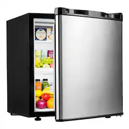 Costway - 1.7 Cu.Ft Mini Fridge with Chiller Compartment, Adjustable Thermostat, Low Noise - Silver