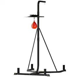 Soozier - Punching Bag Stand, Adjustable Height Heavy Bag Stand with Weighted Base Speed Bag - Black