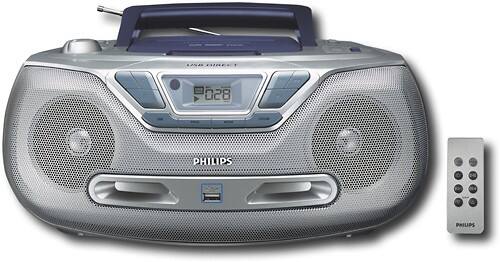 Front Standard. Philips - Soundmachine Boombox with Direct-Connection USB - Black/Silver.