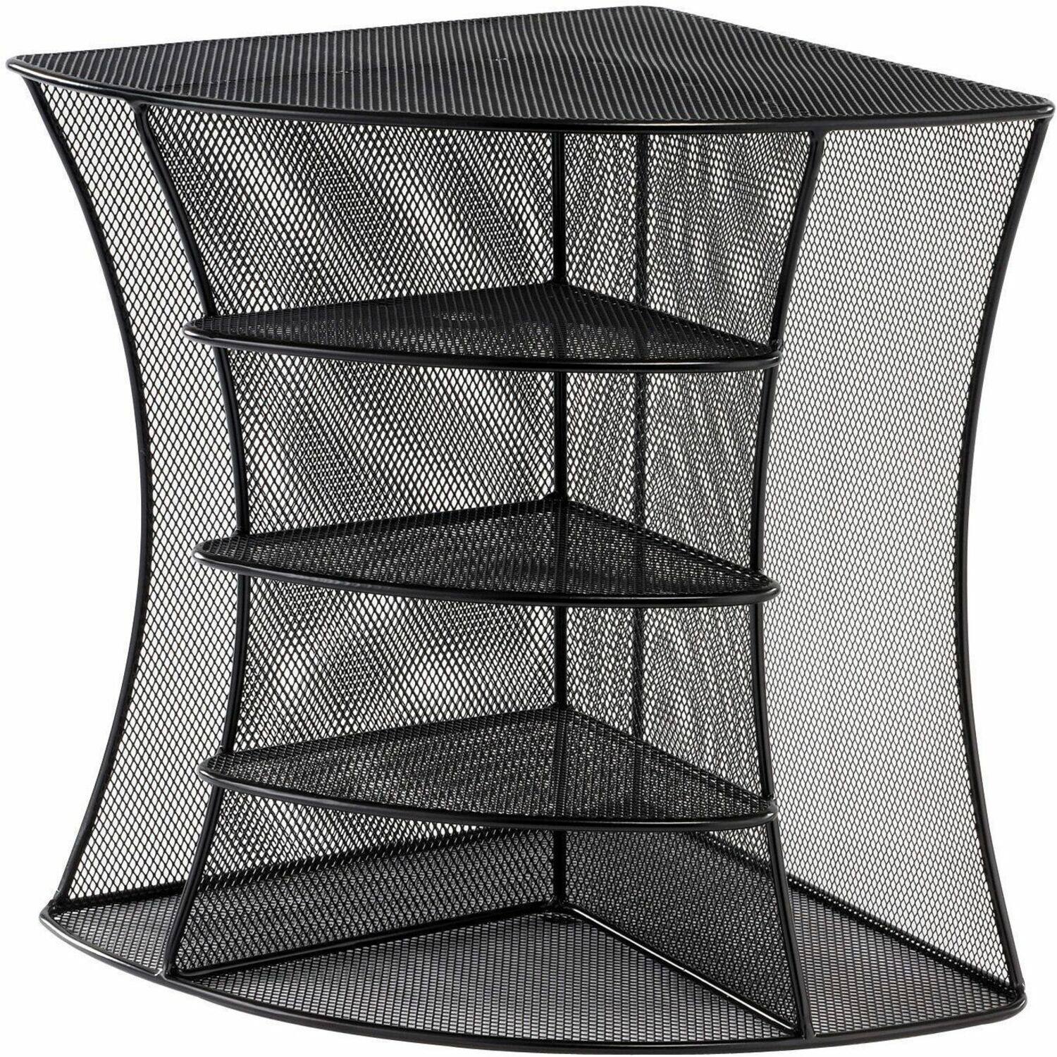 Front. Safco - Safco Onyx Mesh Corner Organizer 13" x 15" x 11" Desktop Black Steel - Black.