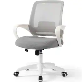 Celtoss - Ergonomic Office Chair, Mesh Desk Chair with Lumbar Support, Mid-Back, Armrests & Swivel Base - Gray