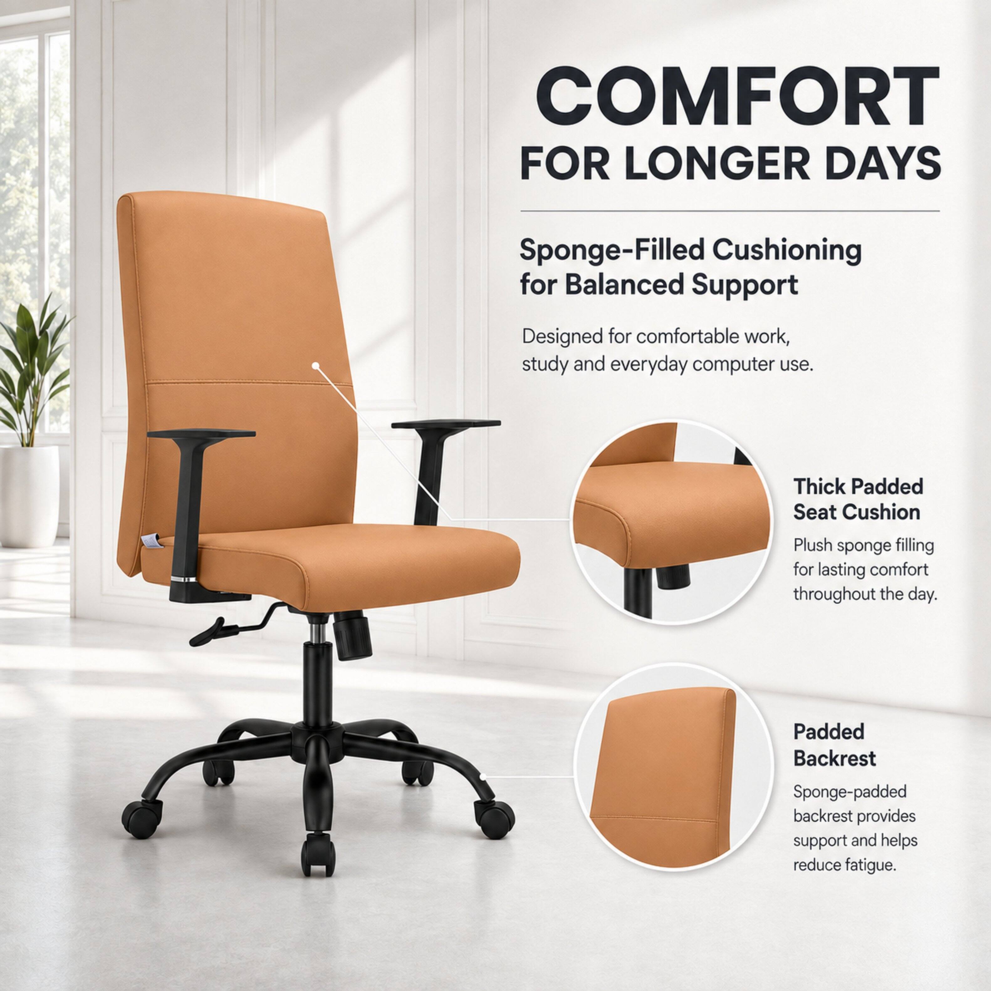 LeisureMod Evander Ergonomic Leather Office Chair, Aluminum Frame ...