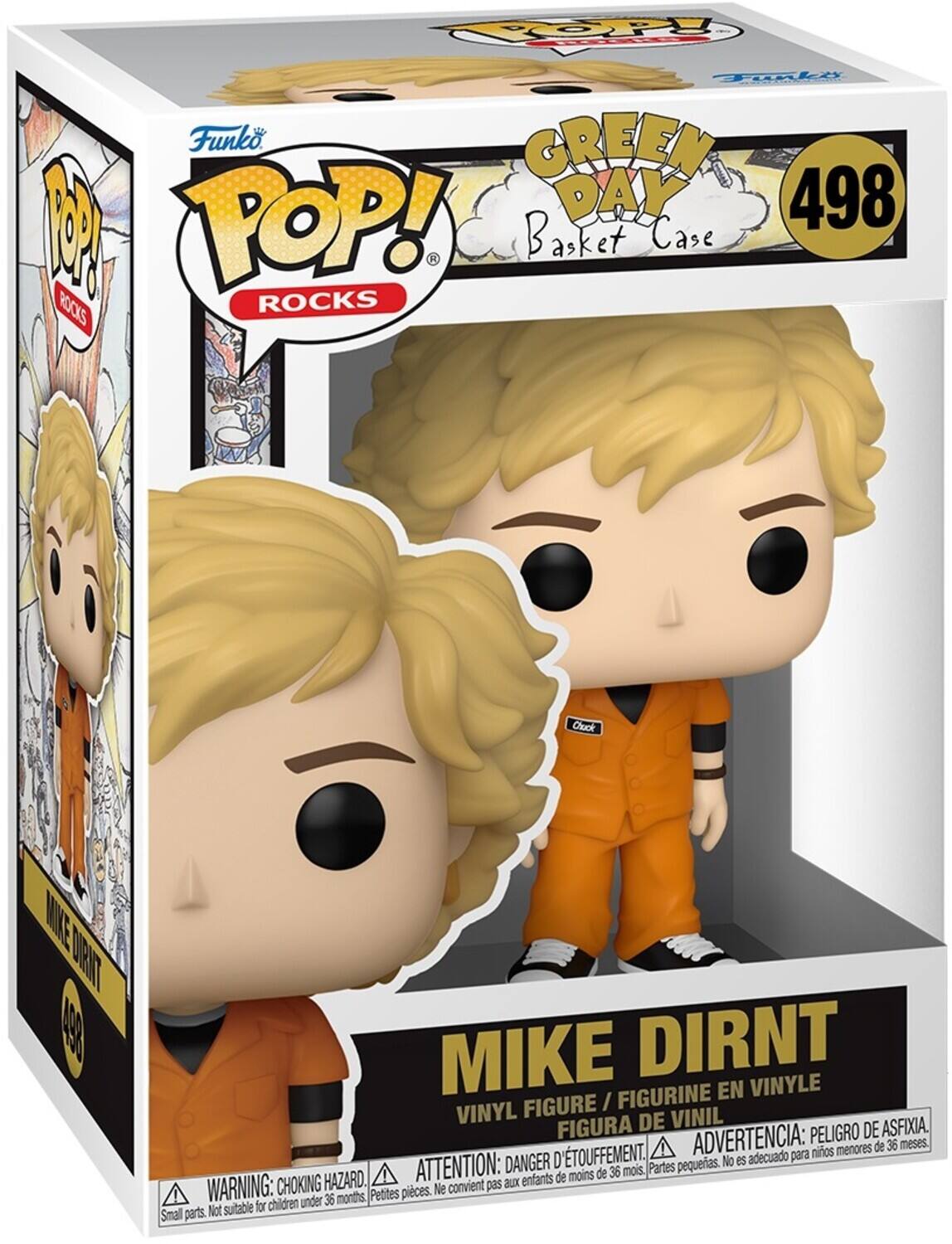 Funko POP! ROCKS  
GREEN DAY  
Basket Case  
498  

MIKE DIRNT  
VINYL FIGURE / FIGURINE EN VINYLE / FIGURA DE VINIL  

WARNING: CHOKING HAZARD.  
ATTENTION: DANGER D'ÉTOUFFEMENT.  
ADVERTENCIA: PELIGRO DE ASFIXIA.  
D'TOUFFEMENT.  
Ne convient pas aux enfants de moins de 36 mois.  
No es adecuado para niños menores de 36 meses.  
Small parts. Not suitable for children under 36 months.