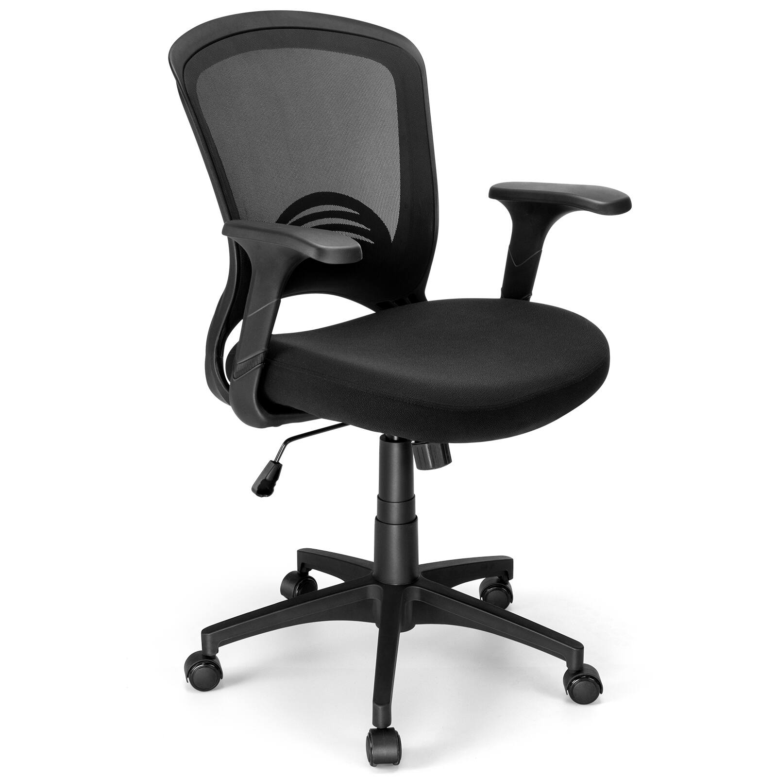 Front. Sugift - Ergonomic Office Chair Mesh Swivel Task Chair with Lumbar Support & Back Support - Black.
