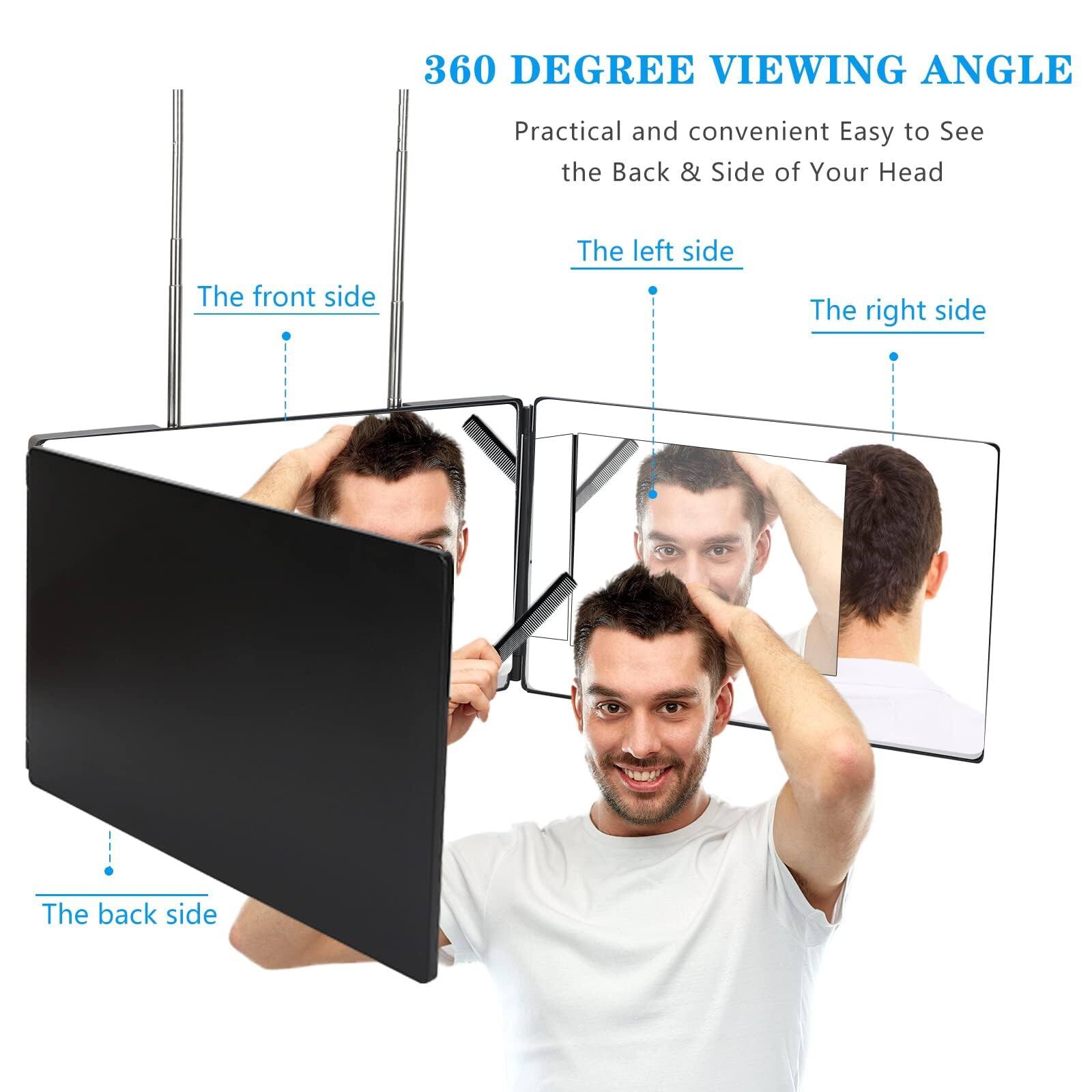 360 DEGREE VIEWING ANGLE  
Practical and convenient  
Easy to See the Back & Side of Your Head  

- The front side  
- The left side  
- The right side  
- The back side
