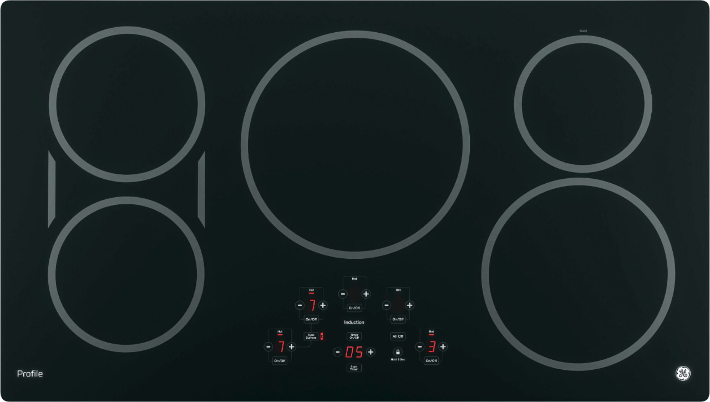 GE Profile 36 Built-In Electric Induction Cooktop Black on Black