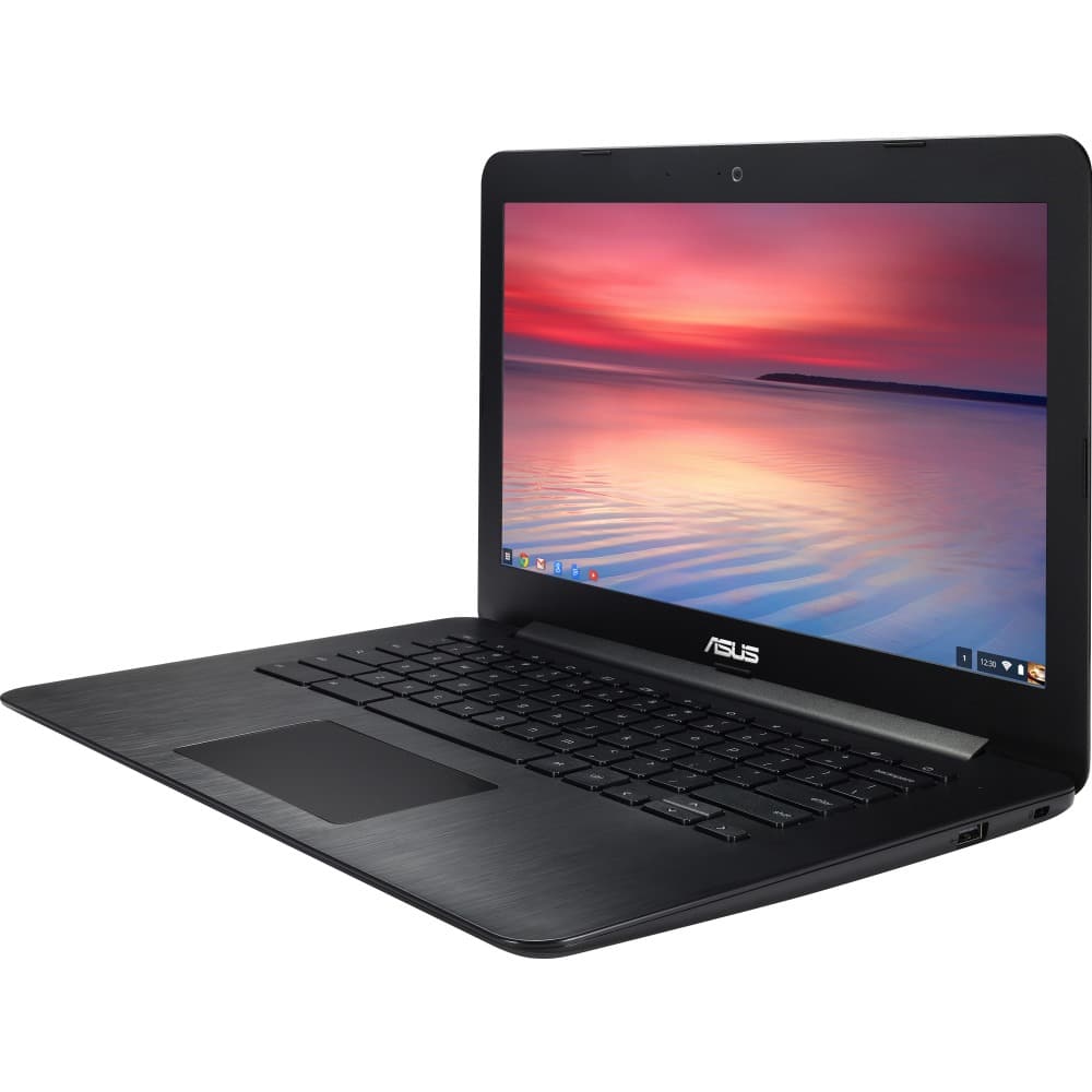 Front. ASUS - 13.3" Chromebook - Intel Celeron - 4GB Memory - 16GB eMMC Flash Memory - Black.