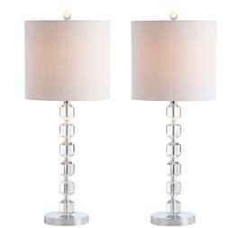 Jonathan Y - Cary 27.5" Modern Stacked Crystal/Metal LED Table Lamp - Chrome/Clear