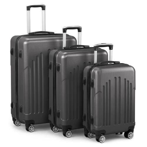 Alt View 1. Winado - 20"24"28" Trolley Case 3-Piece ABS Hardside Luggage Suitcase Set with Spinner Wheels & TSA Lock for Travel Business - Dark Gray.