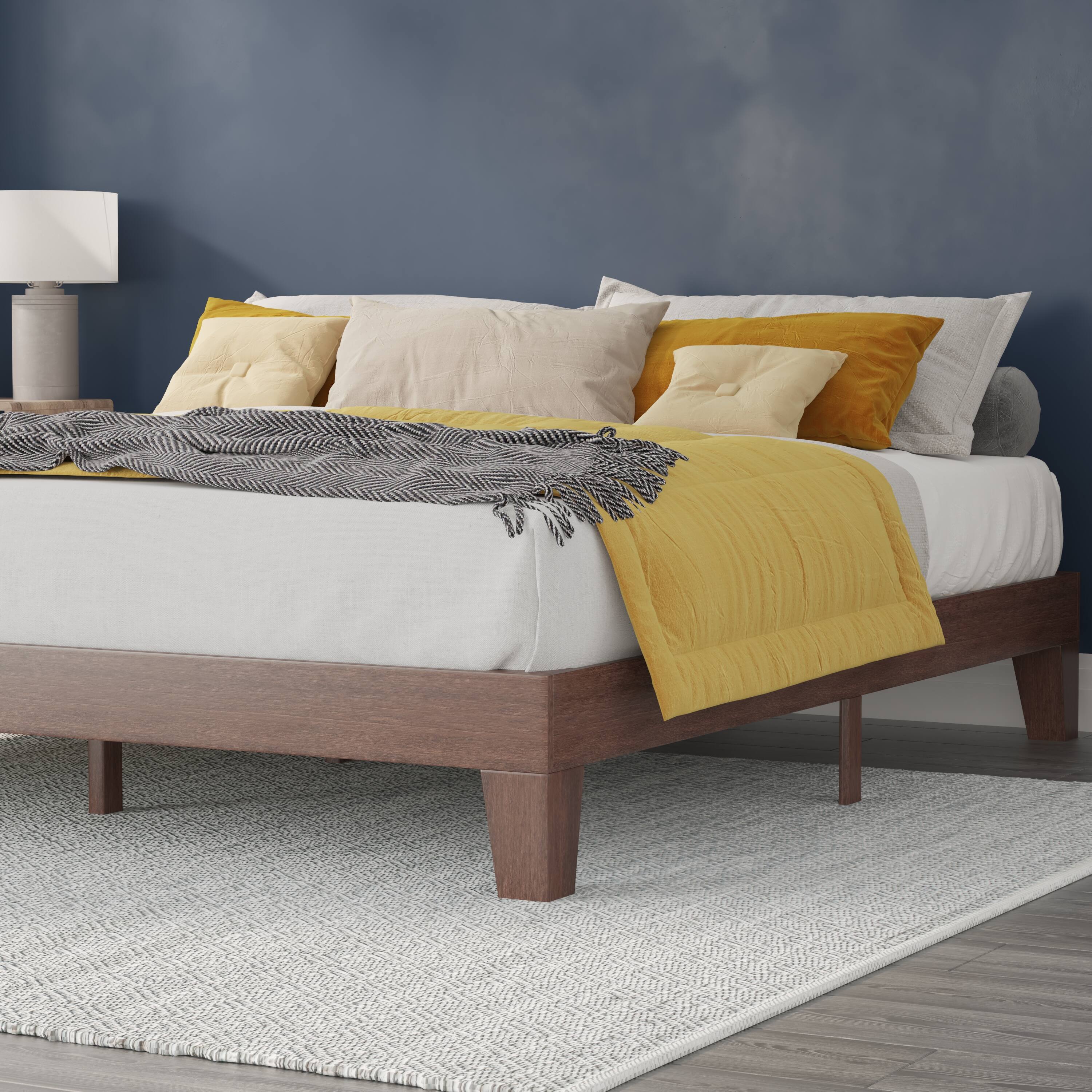 Alt View 16. Alamont Home - Evelyn Solid Wood Platform Bed with Wooden Support Slats, No Box Spring Required - Walnut.