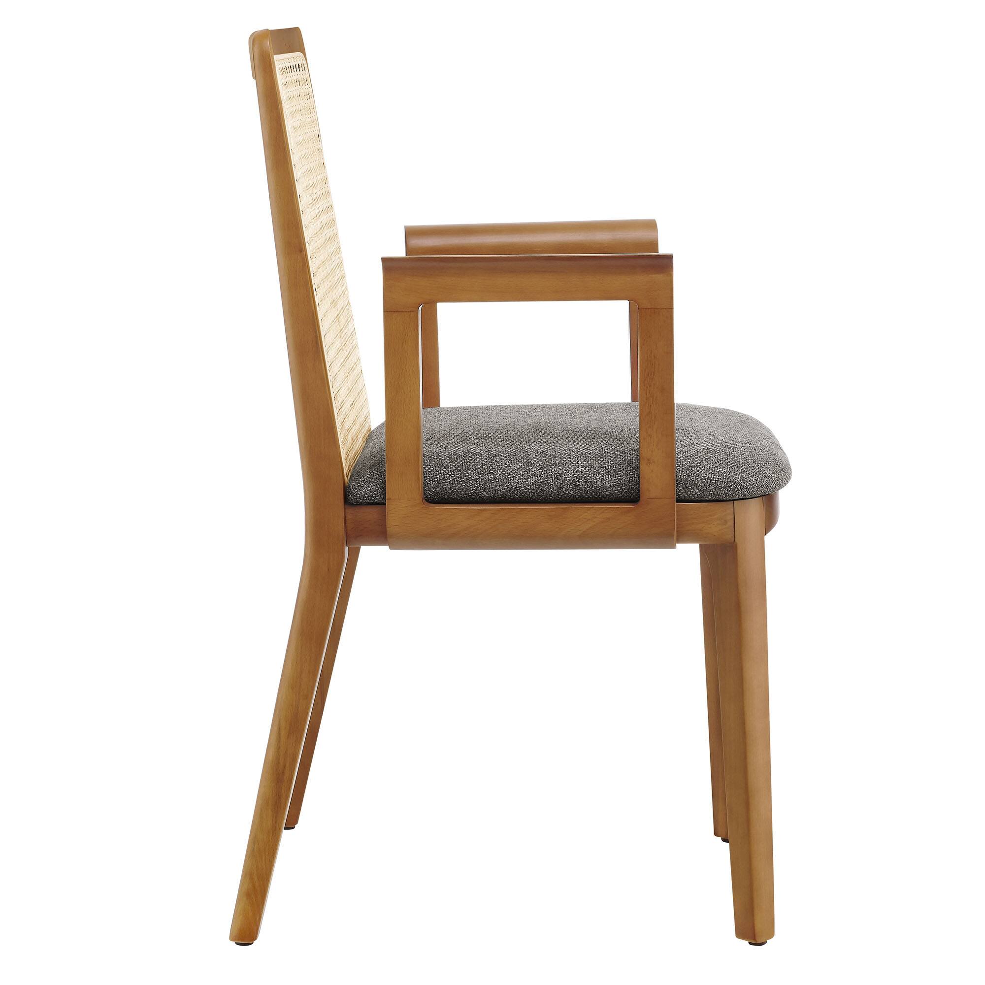 Alt View 2. Modway - Monarch Wood and Rattan Dining Armchair by Modway - Honey Natural Gray.