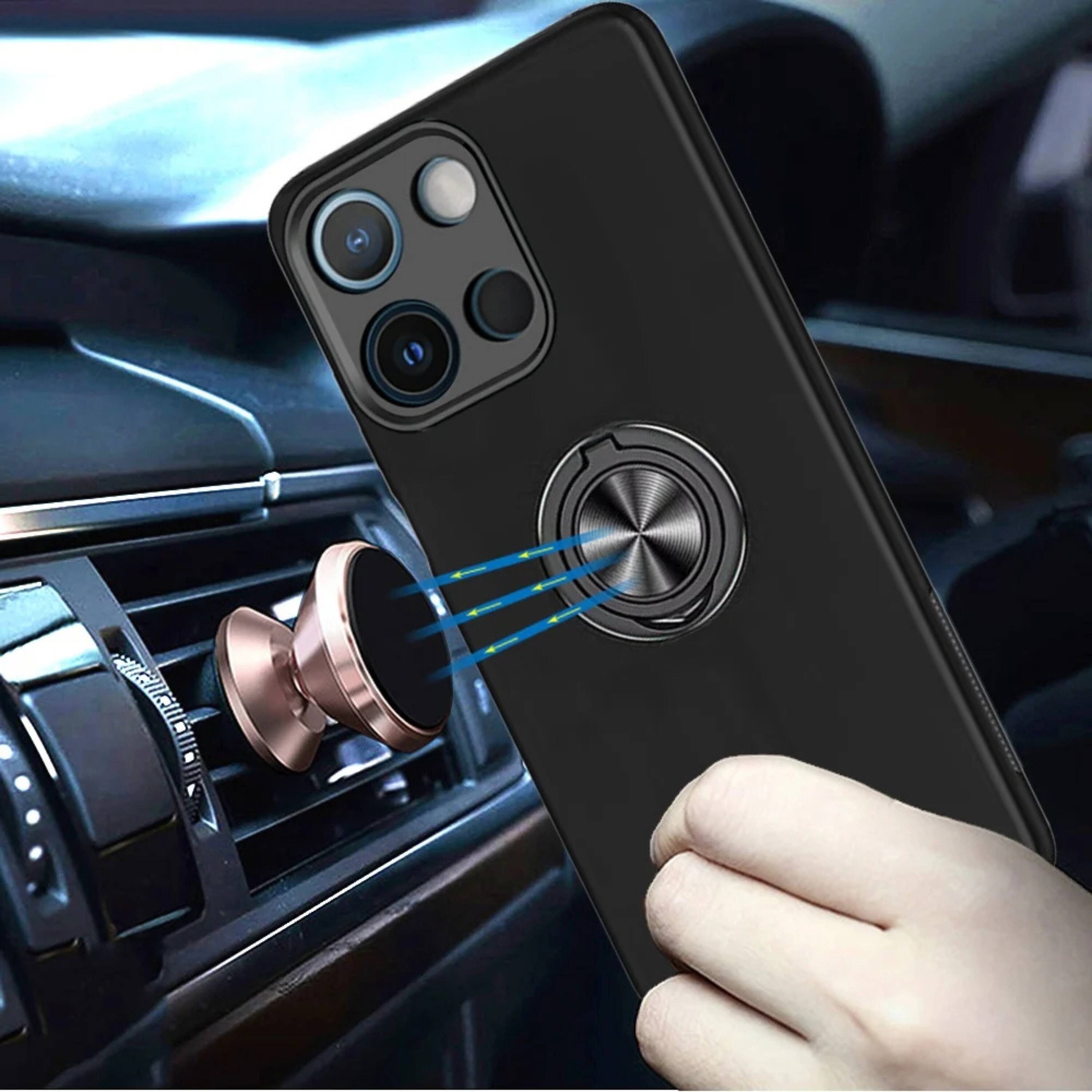 Angle. Kitcheniva - Rubber Dual Layer Magnetic Ring Stand Case With Tempered Glass For Moto G Stylus 2026 2025 Cosmic Orange - Cosmic Orange.