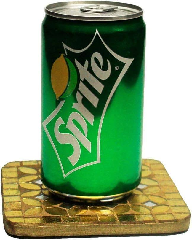 Back. Amber Sporting Goods - Willowshire Rustic Mosaic Glass Coasters, Set of 4 with Holder – Handcrafted Artisan Gift - Multicolor.