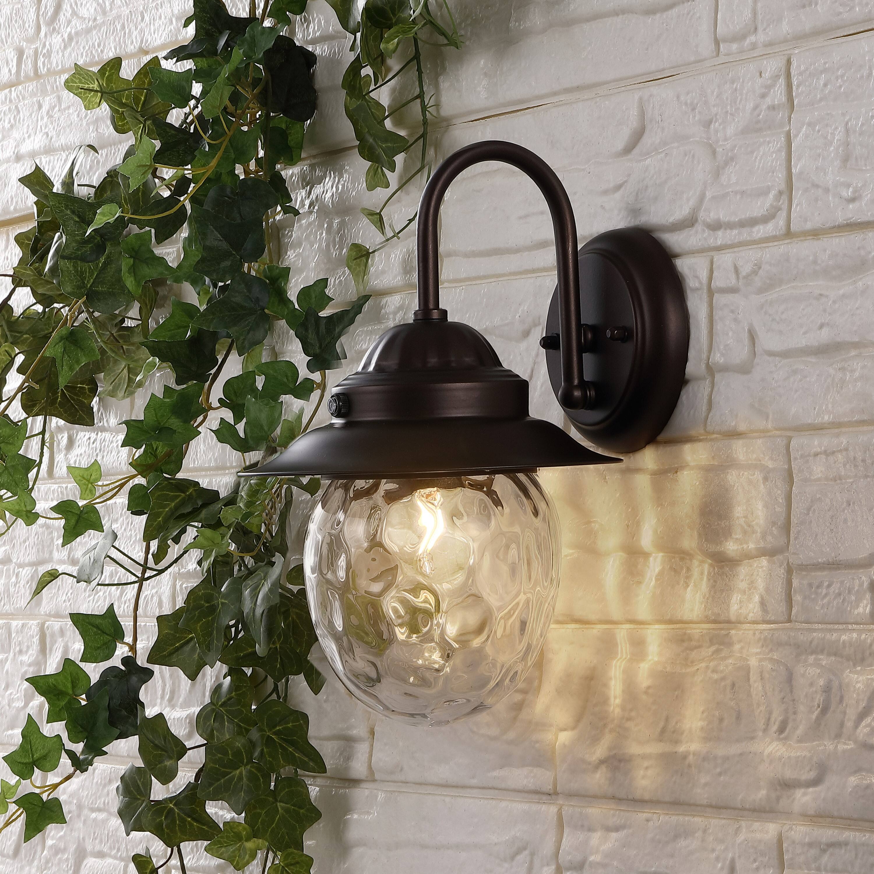 Alt View 1. Jonathan Y - Rodanthe 8.25" 1-Light Farmhouse Industrial Iron/Glass Outdoor LED Sconce, Oil Rubbed Bronze/Clear - Oil Rubbed Bronze/Clear.