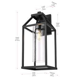 Elegant Lighting - Zora 24 inch Outdoor Wall sconce in Black - Black And Clear