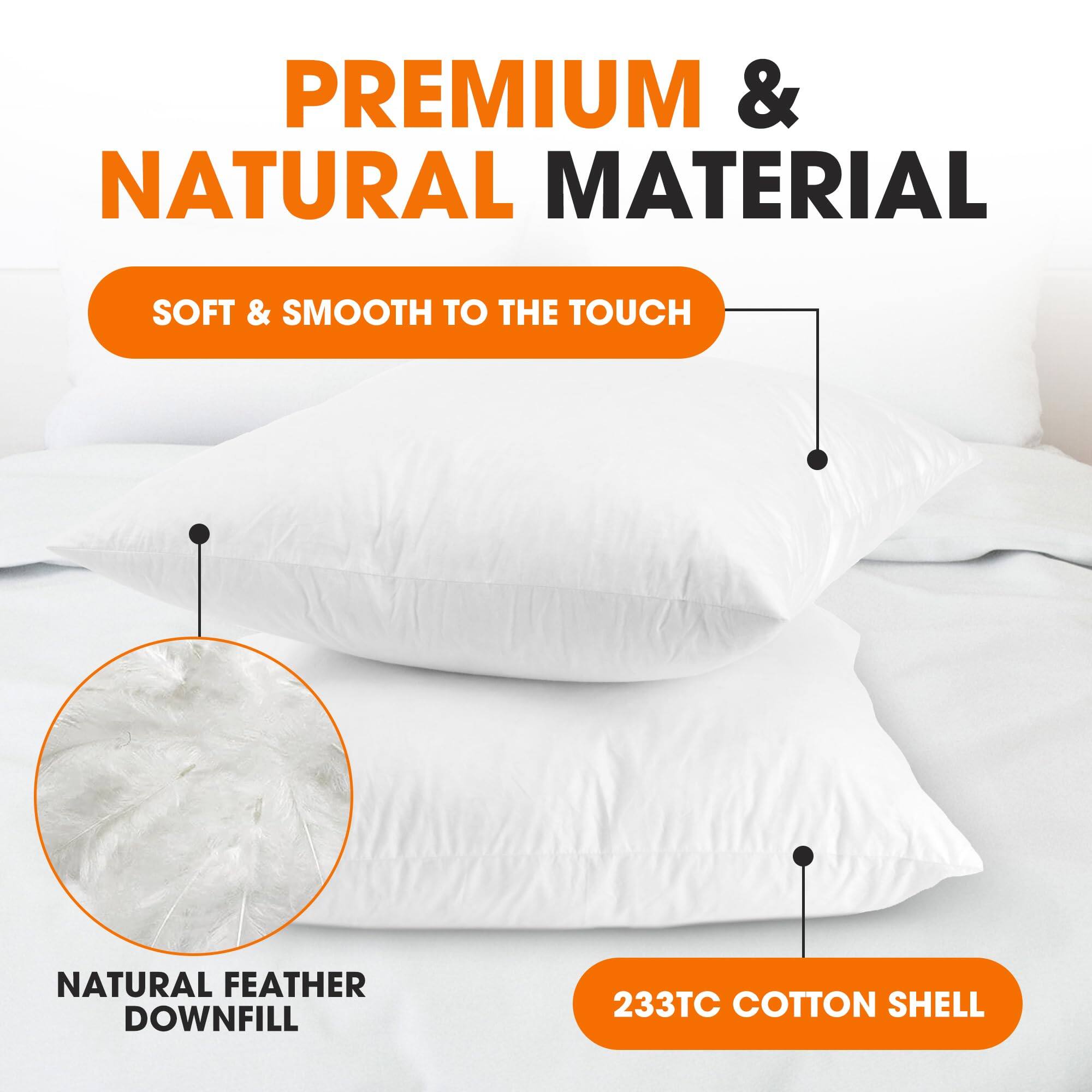 PREMIUM & NATURAL MATERIAL  
SOFT & SMOOTH TO THE TOUCH  
NATURAL FEATHER DOWNFILL  
233TC COTTON SHELL