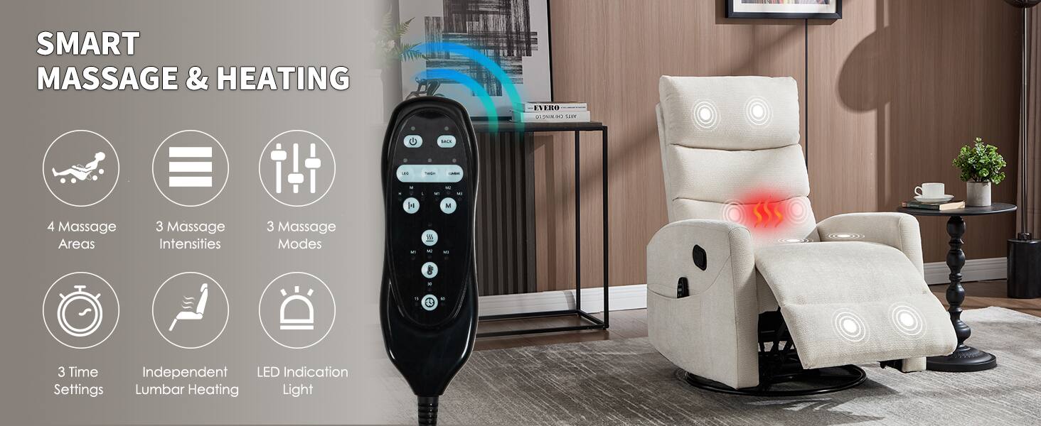 SMART MASSAGE & HEATING

- 4 Massage Areas
- 3 Massage Intensities
- 3 Massage Modes
- 3 Time Settings
- Independent Lumbar Heating
- LED Indication Light