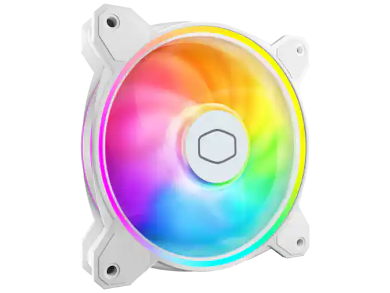 Front. Cooler Master - Cooler Master MasterFan MF140 Halo² White 140mm Fan, Dual Loop ARGB, PWM, Air Balance (MFL-B4DW-16NP2-R2) - White.