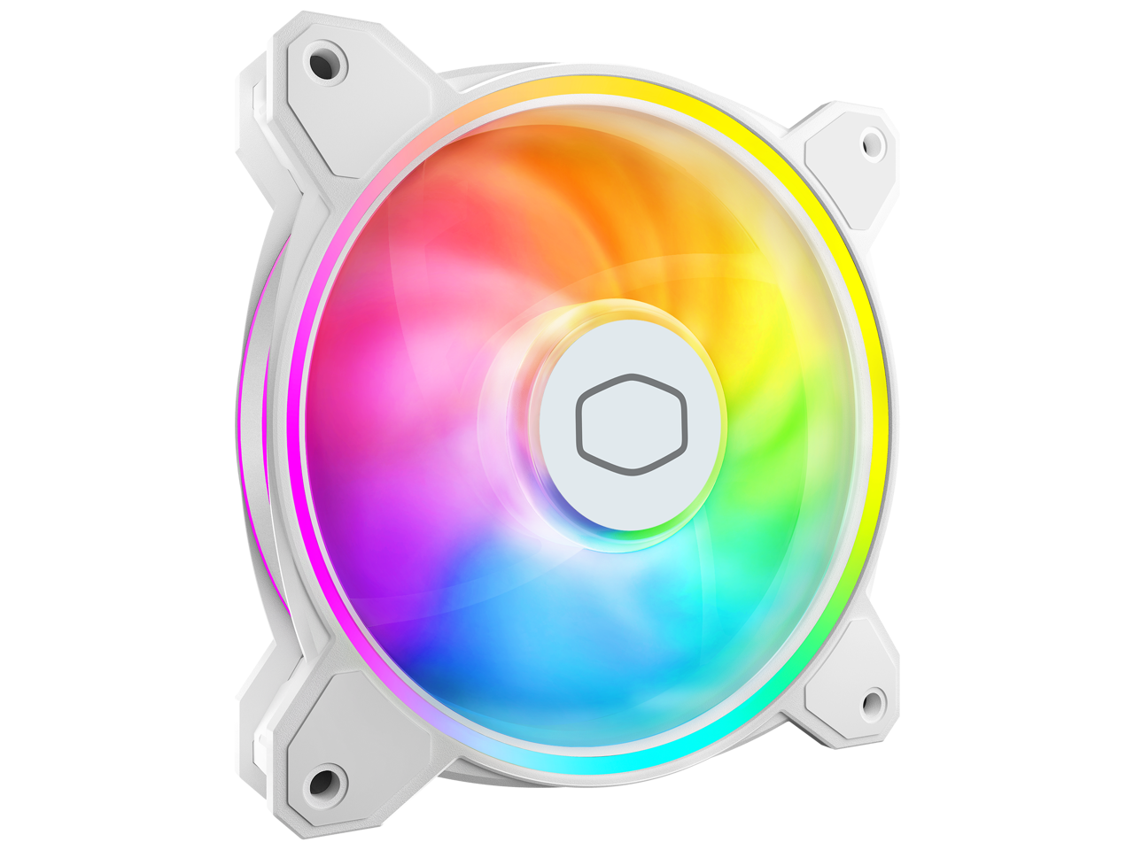 Front. Cooler Master - Cooler Master MasterFan MF140 Halo² White 140mm Fan, Dual Loop ARGB, PWM, Air Balance (MFL-B4DW-16NP2-R2) - White.