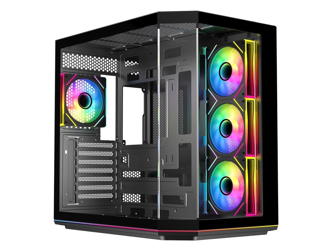 DIYPC - ARGB-N3-PRO Black ATX Case, 3 Glass Panels, 4 ARGB Fans, Light Strip, BTF Support - Black price history on PriceWatchPro