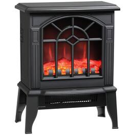 Resenkos - Electric Fireplace Heater, Freestanding Fireplace Stove with Realistic Flames Overheating Protection - Black
