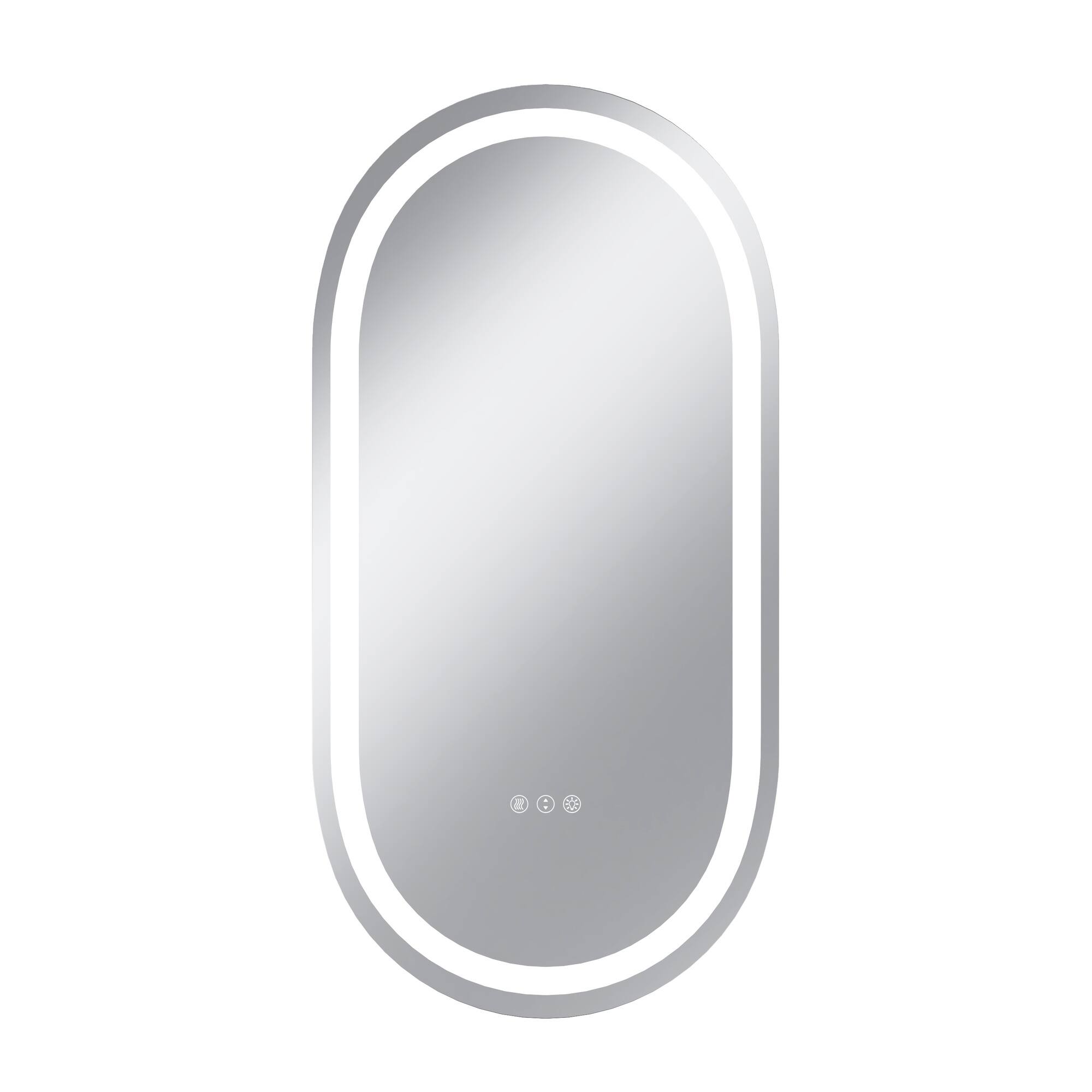 Boyel Living - 20 x 40 in Track-Shaped Aluminum Frame Anti-Distortion Easy Installation Mirror with Front Light