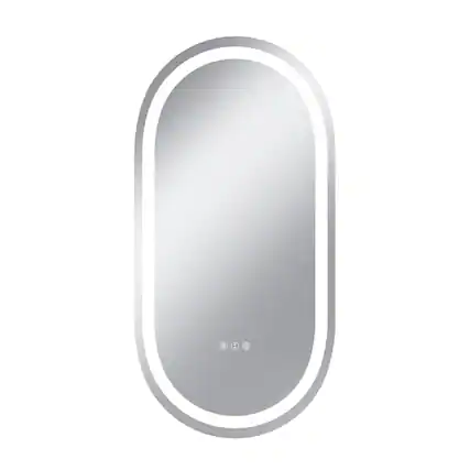 Front. Boyel Living - 20 x 40 in Track-Shaped Aluminum Frame Anti-Distortion Easy Installation Mirror with Front Light.