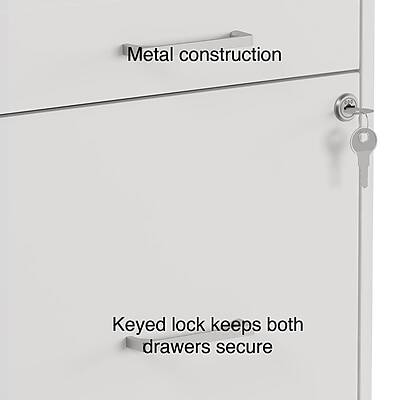 Metal construction  
Keyed lock keeps both drawers secure