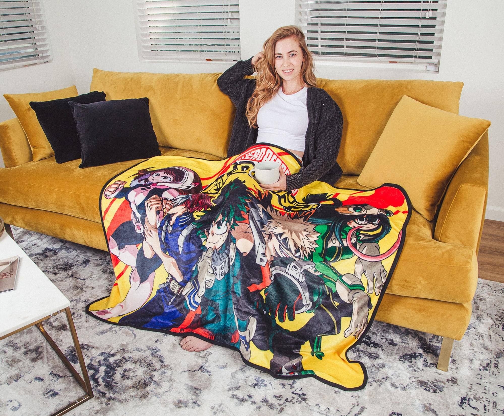 Alt View 2. Just Funky - My Hero Academia Characters Fleece Throw Blanket | 45 x 60 Inches - Yellow.