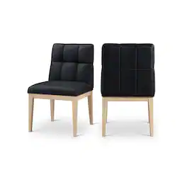 Meridian Furniture - Adrian Vegan Leather Dining Side Chair, Set of 2 - Black