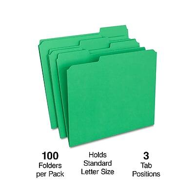 100 Folders per Pack  
Holds Standard Letter Size  
3 Tab Positions
