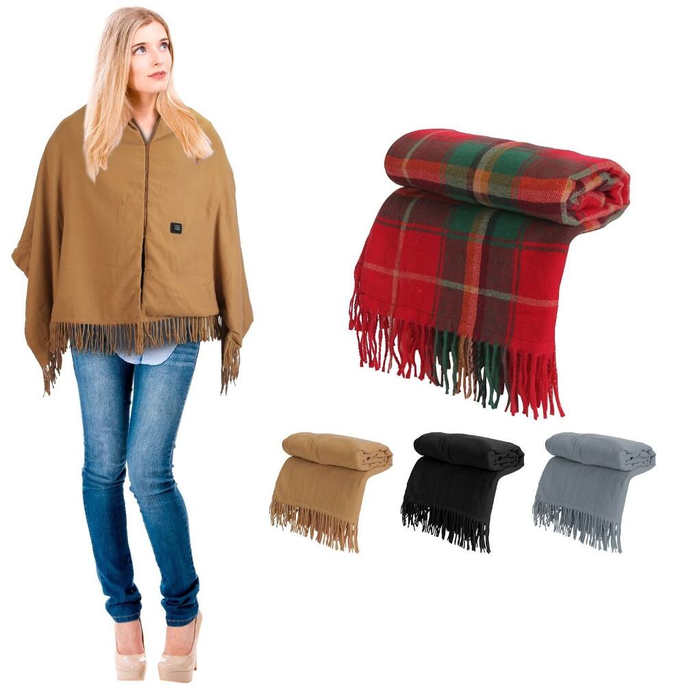Alt View 8. Loheer - Loheer USB Heated Shawl Wearable Heating Blanket 77x24 Inch Heated Throw with 3 Heating Levels Camel - Camel.