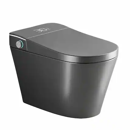 Front. RYHNUYNE - Unique One Piece Smart Bidet Toilet, Auto Open Close Seat Warm Water Dryer For Modern Bathroom In Classic Grey - Grey.