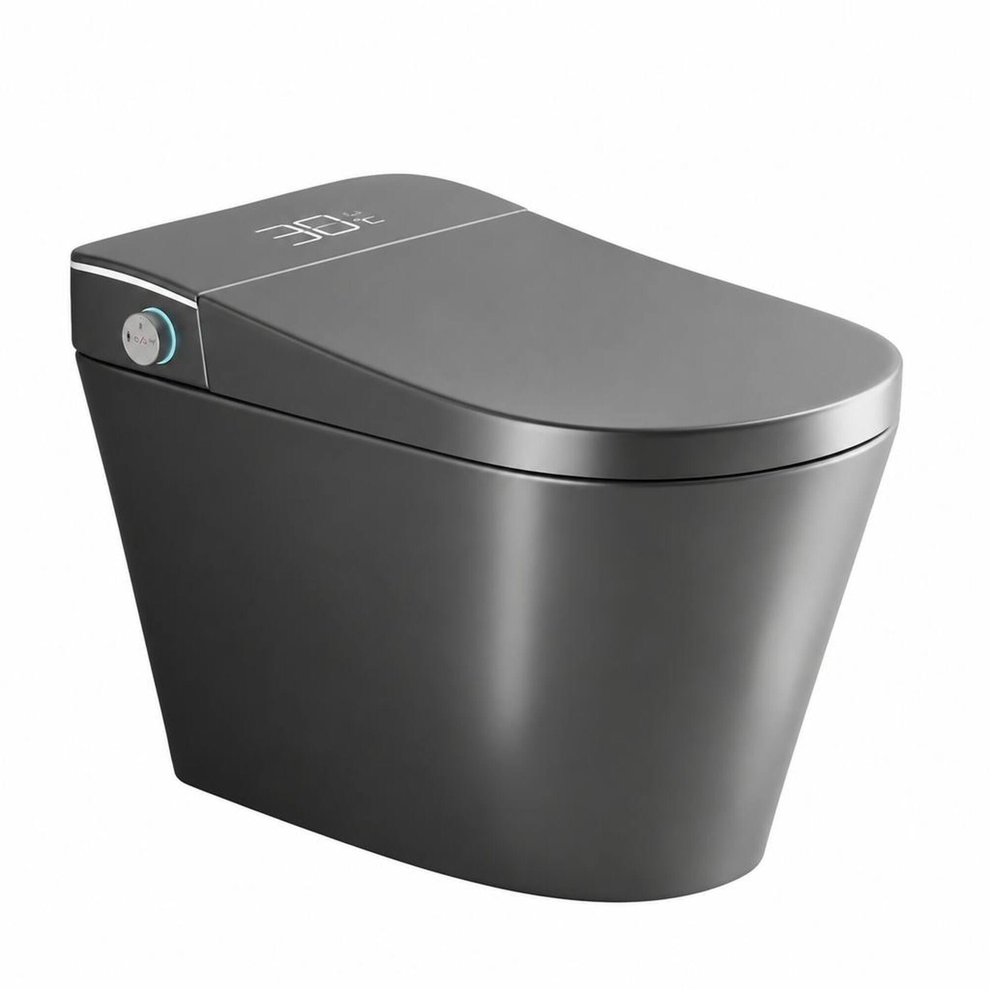 Front. RYHNUYNE - Unique One Piece Smart Bidet Toilet, Auto Open Close Seat Warm Water Dryer For Modern Bathroom In Classic Grey - Grey.
