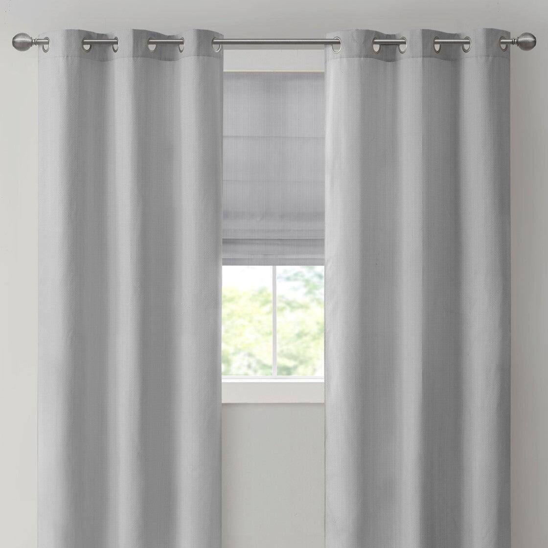 Alt View 5. BreeBe - Basketweave Room Darkening Cordless Roman Shade - Grey.