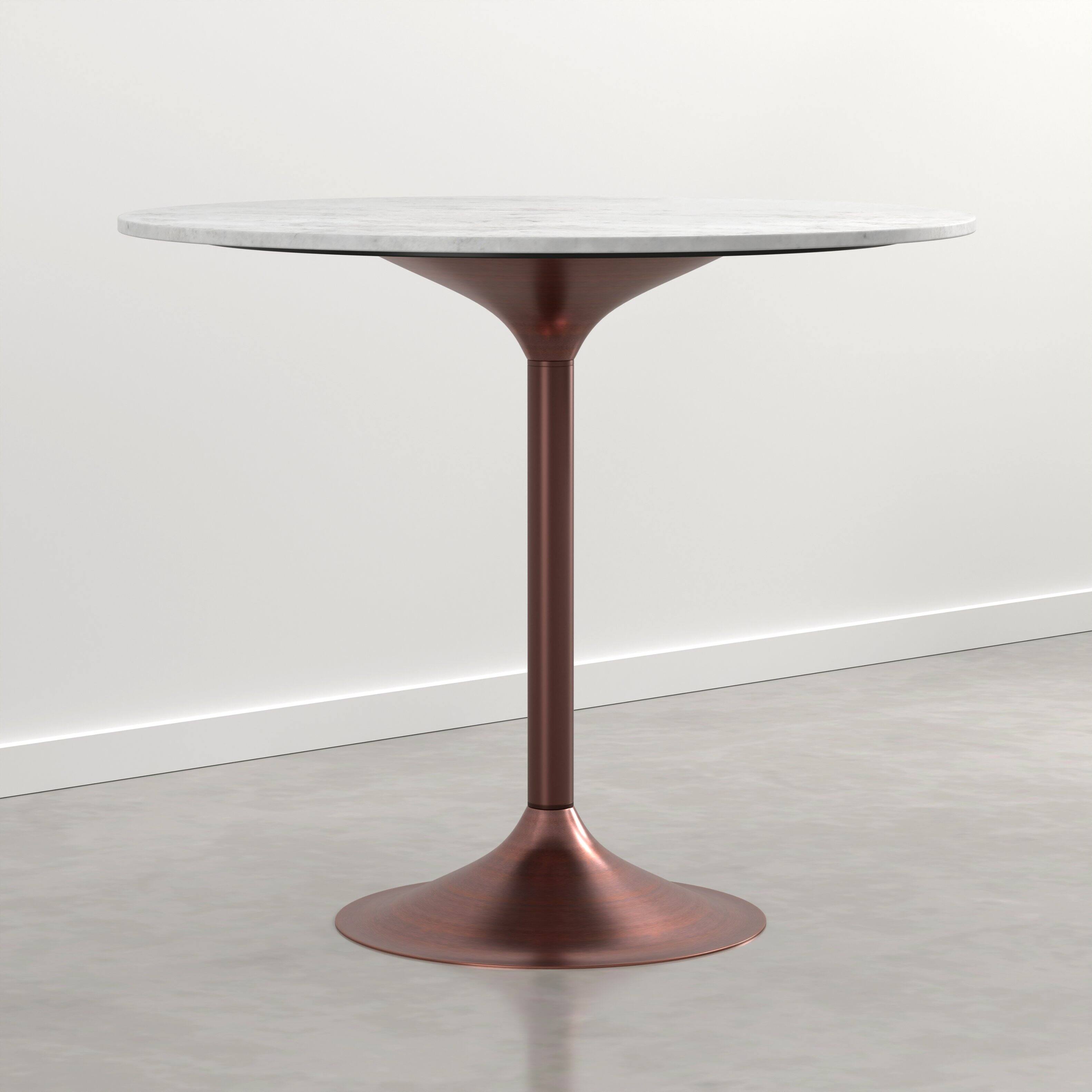 Angle. Simpli Home - Osborne 36 inch Wide Genuine Marble Round Dining Table, White Marble and Burnished Copper - White Marble/Burnished Copper.