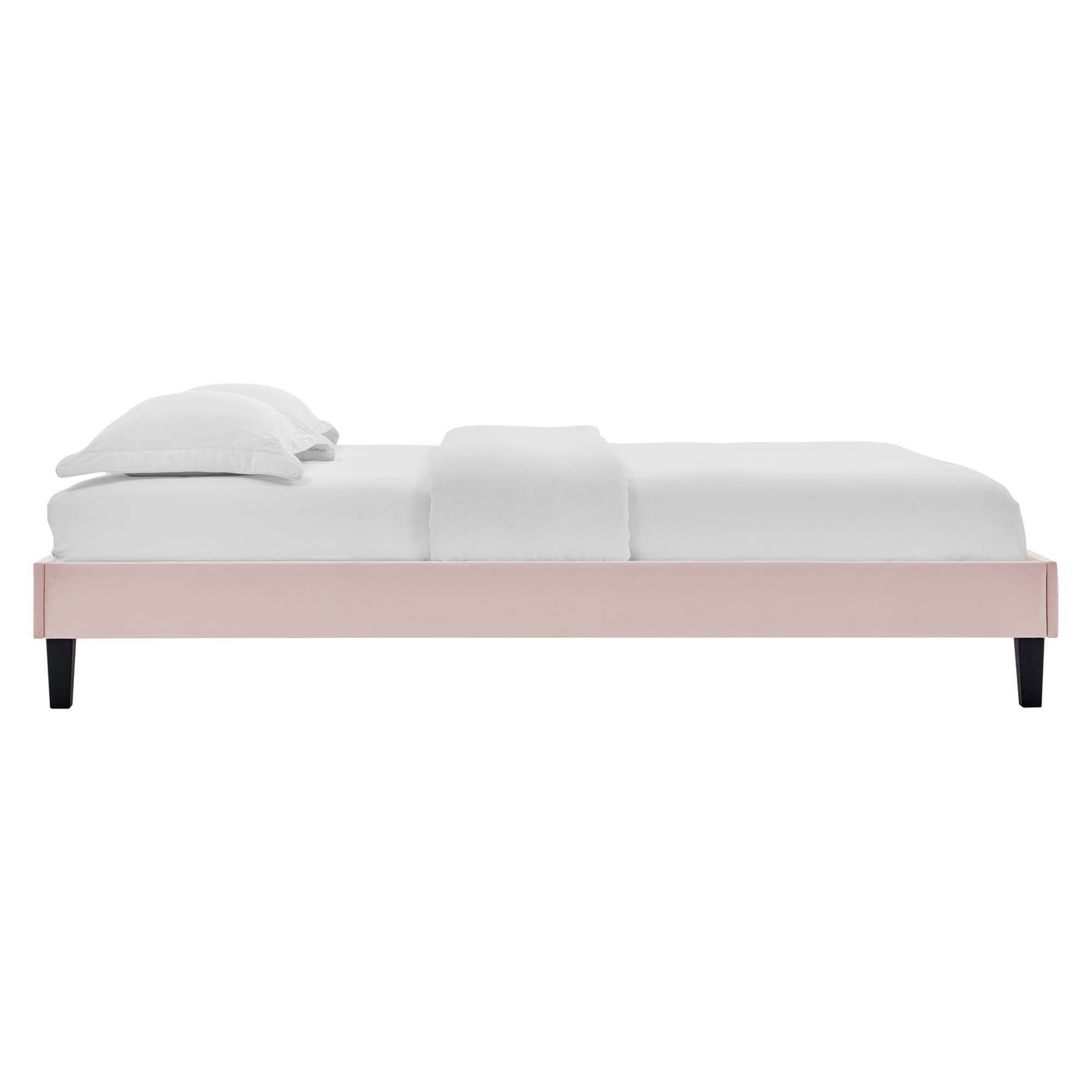 Left. Modway - Laura Fabric Twin Platform Bed with Squared Tapered Legs - Gray.